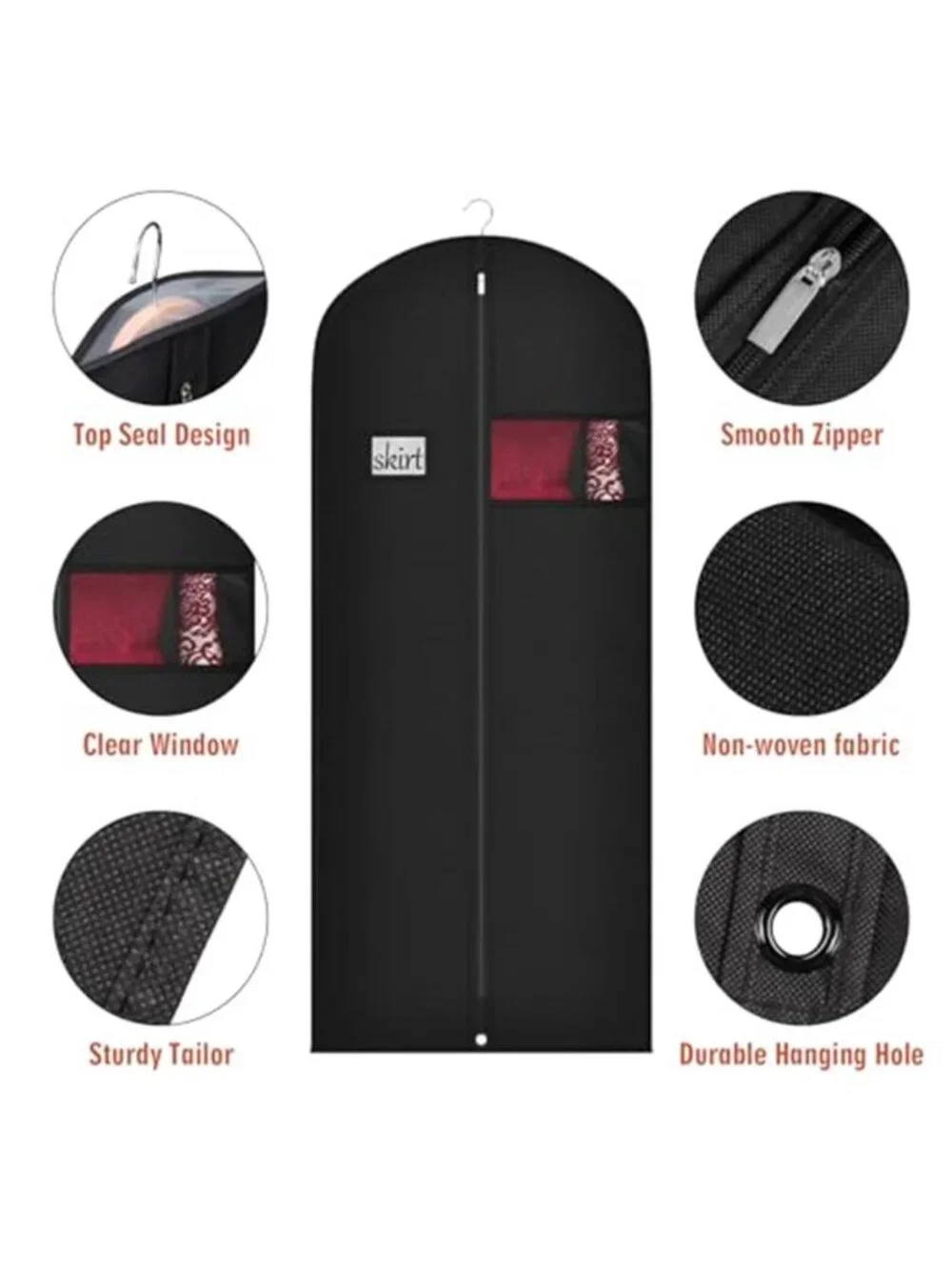 Garment Bags 10 Pack Hanging Clothes Storage Suit Dress Coat Covers Zipper Black